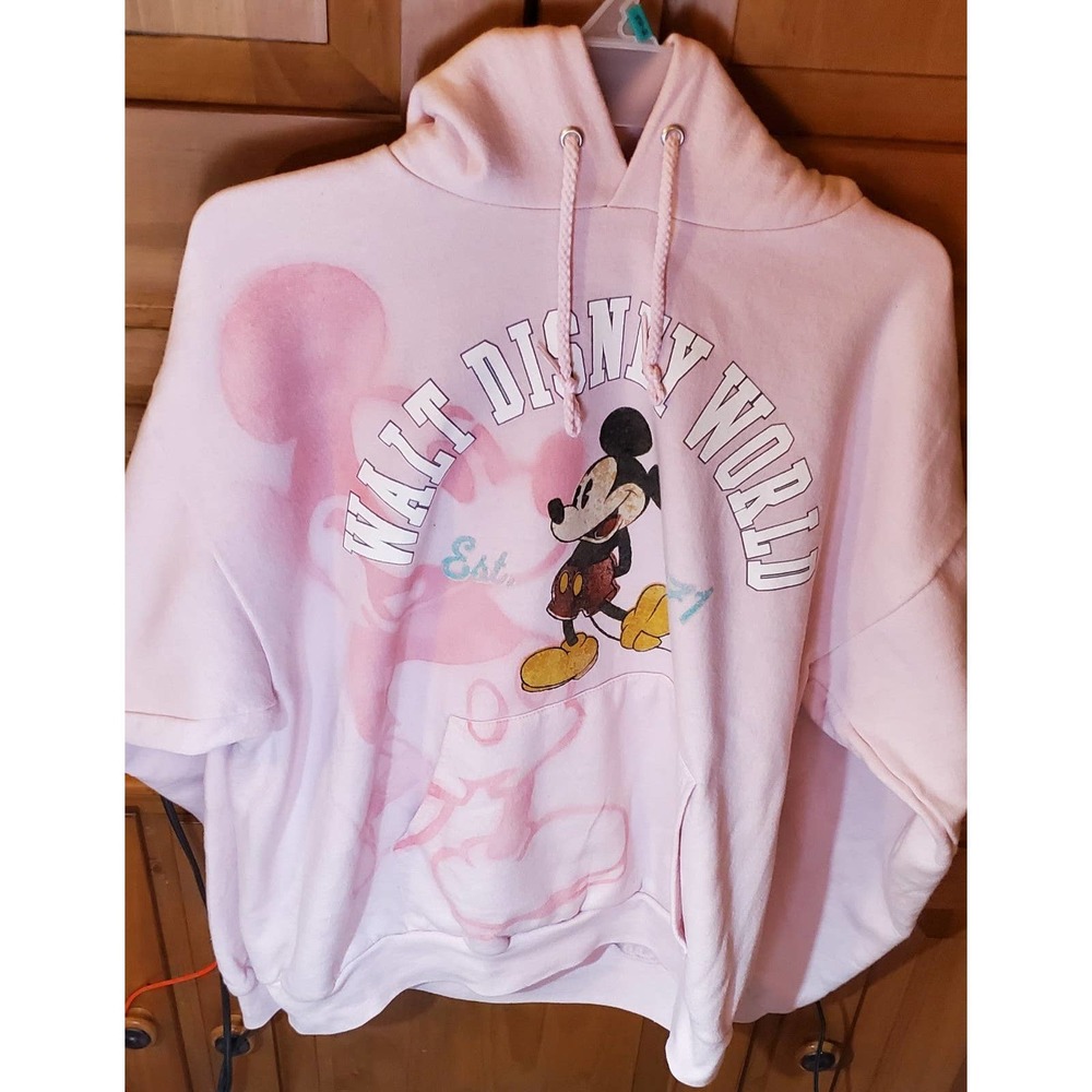 Walt Disney World Mickey Mouse Pink Hoodie Hidden Mickey est 1971